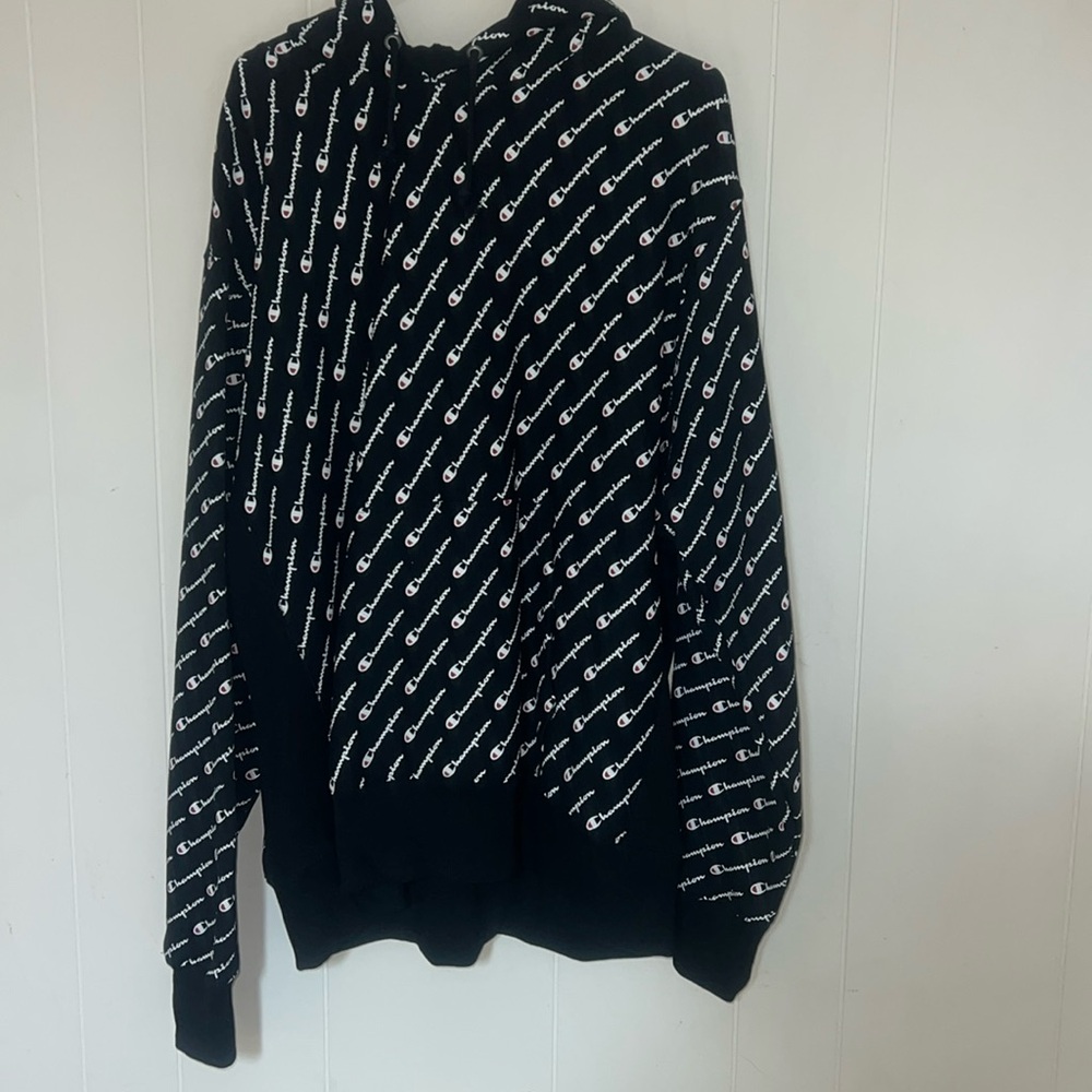 Champion Black Logo Print Hoodie